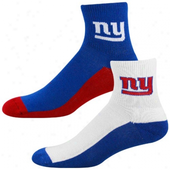 New York Giants Tri-color Two-pack Quarter Socks