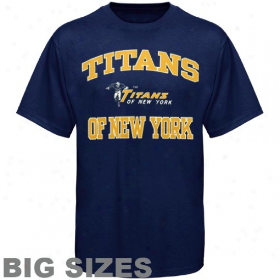 New York Jets Apparel: Titans Of New York Navy Blue Afl Heart And Soul Throwback Big Sizes T-shirt