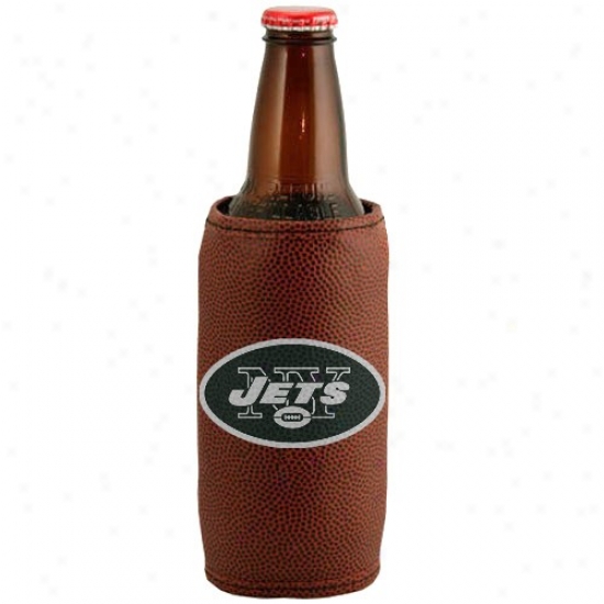 New York Jets Brown Football Bottle Coolie