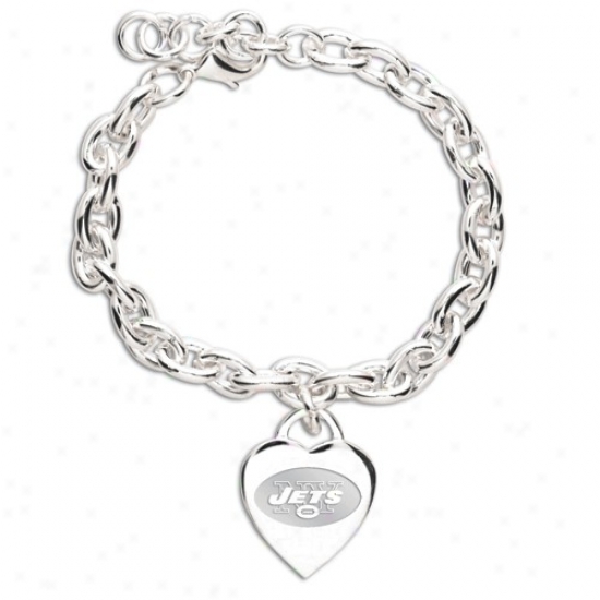 New York Jets Ladies Silver Heart Attraction Bracelet