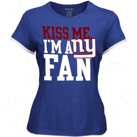 Ny Giants Attire: Reebok Ny Giants Ladies Royal Blue Harsh To Get Crown Sleeve Layered Tissue T-shirt