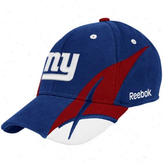 Ny Giants Merchandise: Reebok Ny Giants Royal Blue Pitchfork Flex Fit Hat