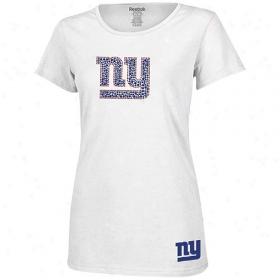Ny Giants Shirt : Reebok Ny Giants Ladies White Rhinestone Premium Logo Shirt