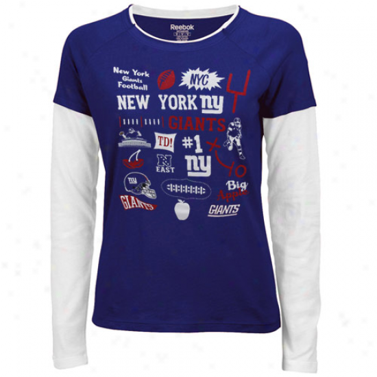 Ny Giants T Shirt : Reebok Ny Giants Ldaies Royal Blue Icons Tissue Long Sleeve T Shirt