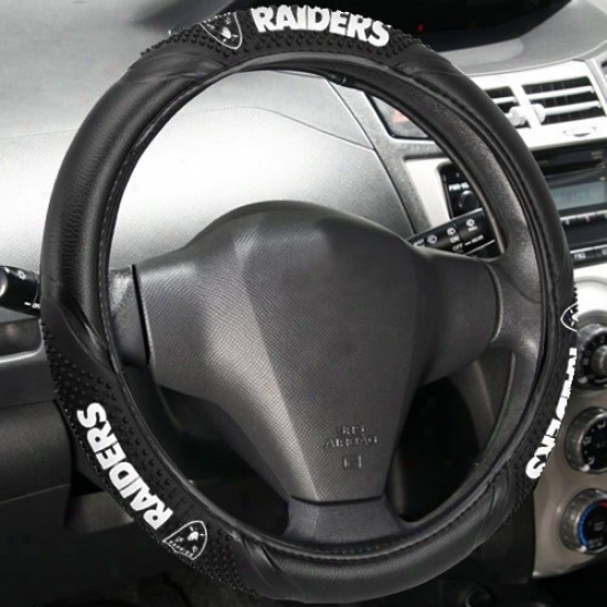 Oakland Raiders Black Vinyl Massage Grip Steering Wheel Cover
