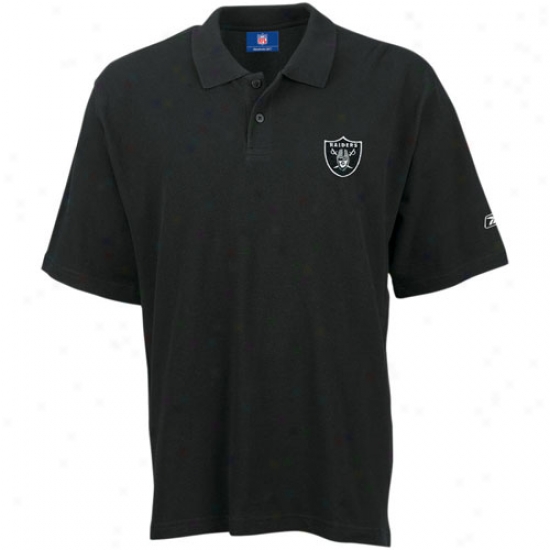 Oakland Raiders Clothes: Reebok Oakland Raiders Black Team Logo Pique Polo