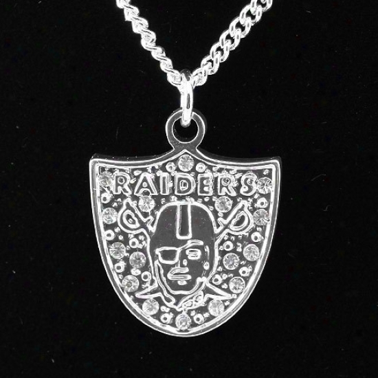 Oakland Raiders Crystal Logo Necklace