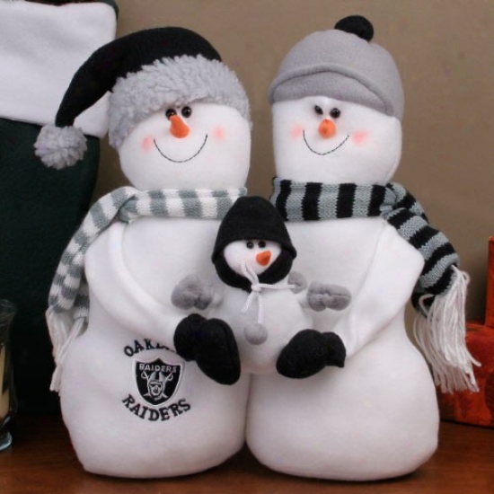 Oakland Raiders Decorative Table Top Snowman Family Figurine