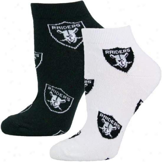 Oakland Raiders Ladies White-black Two-pack Socks
