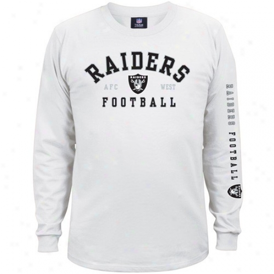 Oakland Raiders Shirt : Oakland Raiders White Dual Threat Long Sleeve Shirt