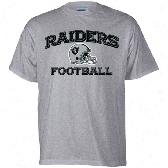 Oakland Raiders T Shirt : Reebok Oakland Raiders Ash Stacked Helmrt T Shirt