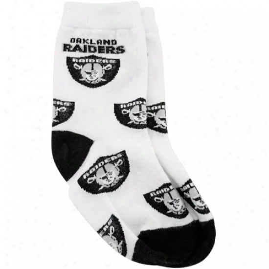 Oakland Raiders Toddler White All Over Team Logo Bootie Socks