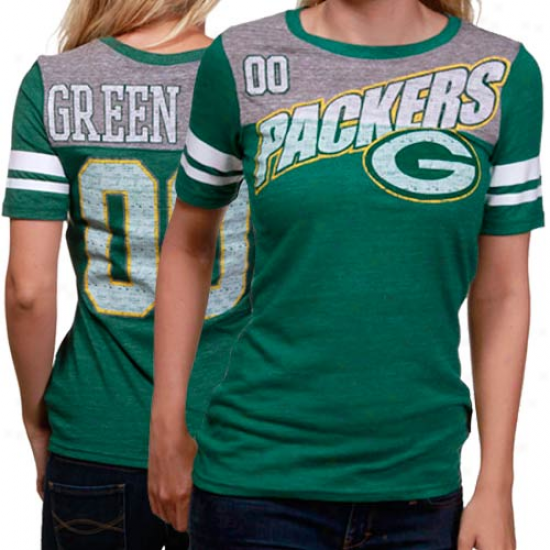 Packers Tshirt : Reebok Packers Ladies Green Fanatics Sporty Tri-blend Tshirt