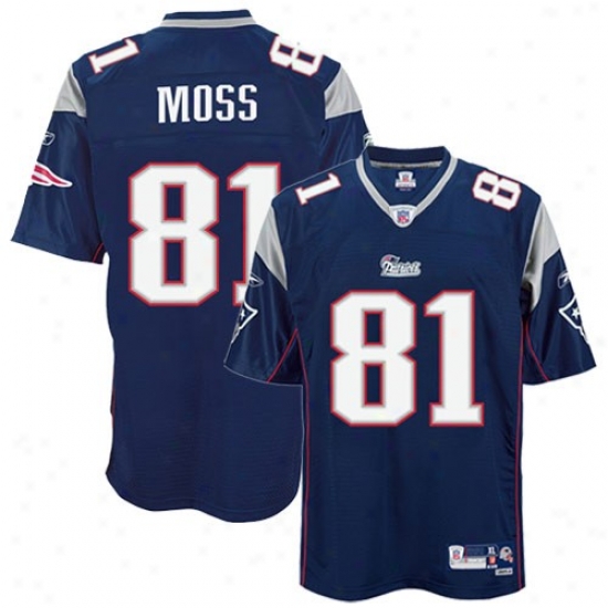 Pat5iots Jersey : Reebok Nfl Accoutrement Patriots Youth #81 Randy Moss Navy Blue Premier Tackle Twill Jersey