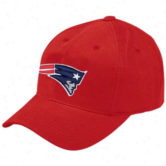 Patriots Merchandise: Reebok Patriots Red Brushed Basic Logo Adjustable Hat