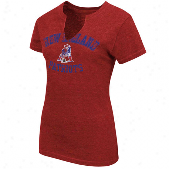 Patriots Tshirt : Patriots Ladies Red Legacy Champion Swagger Heathered Split Neck Tshirt