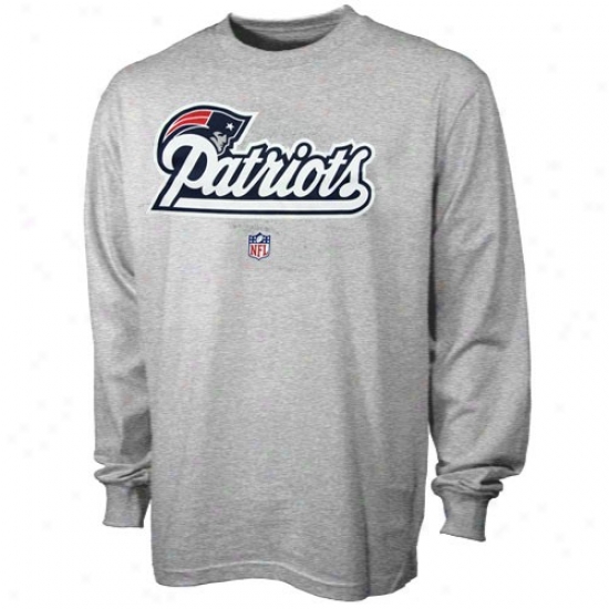 Patriots Tshirts : Reebok Patriots Ash Team Marks Long Sleeve Tshirts
