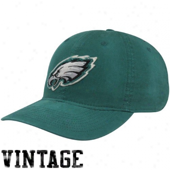 Philadelphia Eagle Gear: Reebok Philadelphia Eagle Green Distressed Logo Slouch Flex Fit Hat