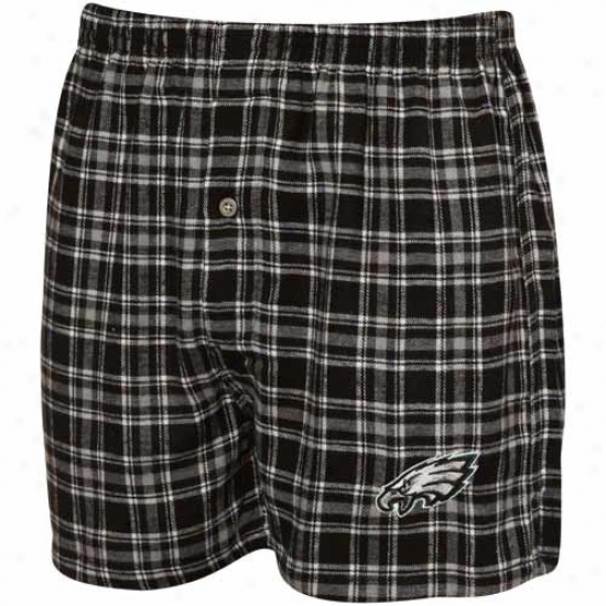 Philadelphia Eagles Black-gray Plaid Match-up Flannel Boxer Shorts