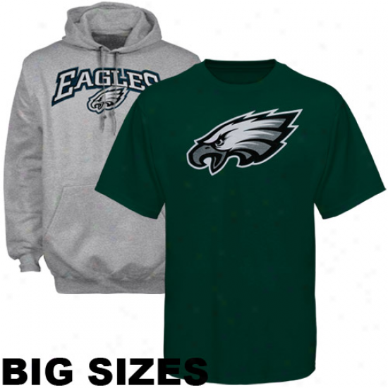 Philadelphia Eagles Green T-shirt & Ash Hoody Sweatsshirt Combo Pack