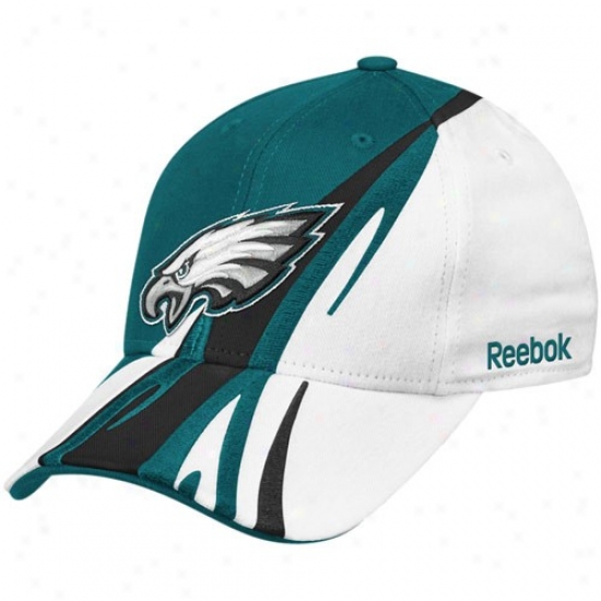 Philadelphia Eagles Hat : Reebok Philadelphia Eagles White-green Cut & Sew Adjustable Hat