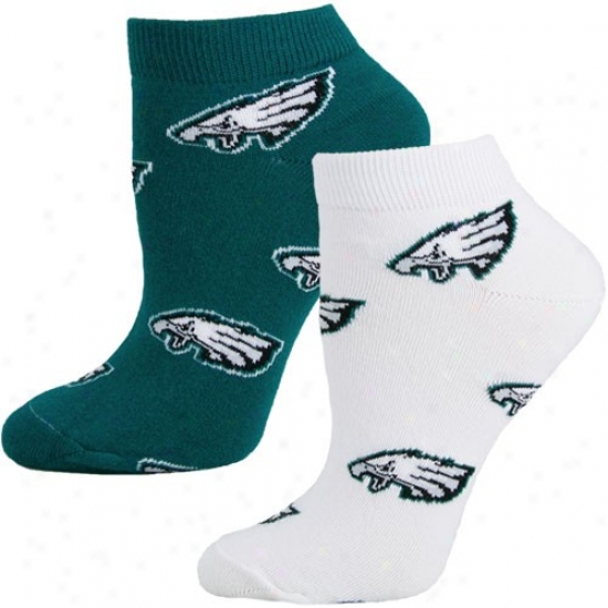 Philadelphia Eagles Ladies White-green Two-pack Socks
