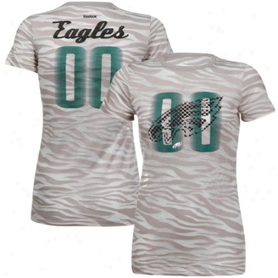 Philadelphia Eagles T Shrt : Reebok Philadelpgia Eagles Ladies Gray Field Flirt Animal Print Burnout Prrmium T Shirt