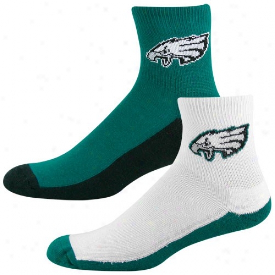 Philadelphia Eagles Tri-color Two-pack Quarter Socks