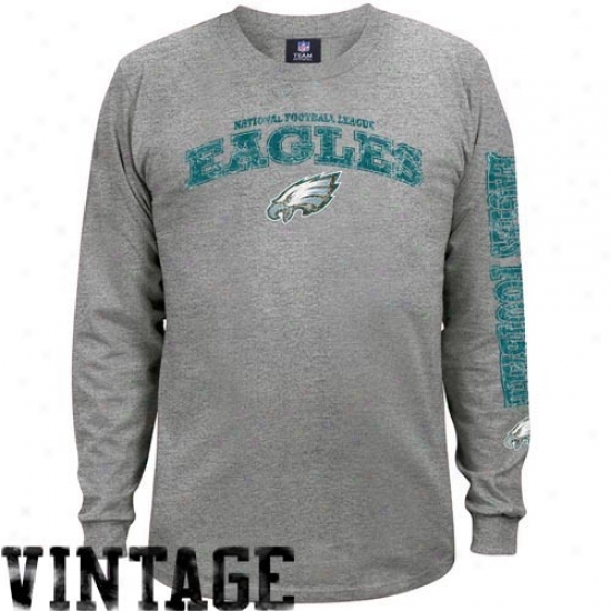 Philly Eagle Tshirt : Philly Eagle Ash Gridiron Tough Vintage Far-seeing Sleeve Tshirt