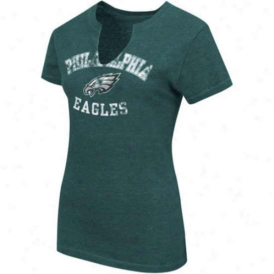 Philly Eagles Attire: Philly Eagles Ladies Heather Green Champion Swagger Split Neck T-shirt