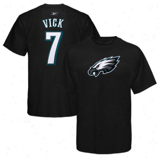 Philly Eagles T Shirt : Reebok Philly Eagles #7 Michael Vick Black Scrimmage Gear T Shirt