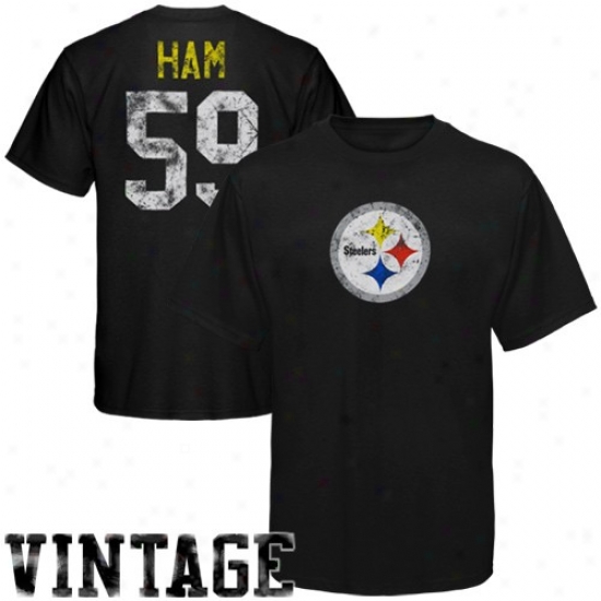 Pitt Stteeler Shirts : Reebok Pitt Steeler #59 Jack Ham Black Legendary Player Vintage Shirts