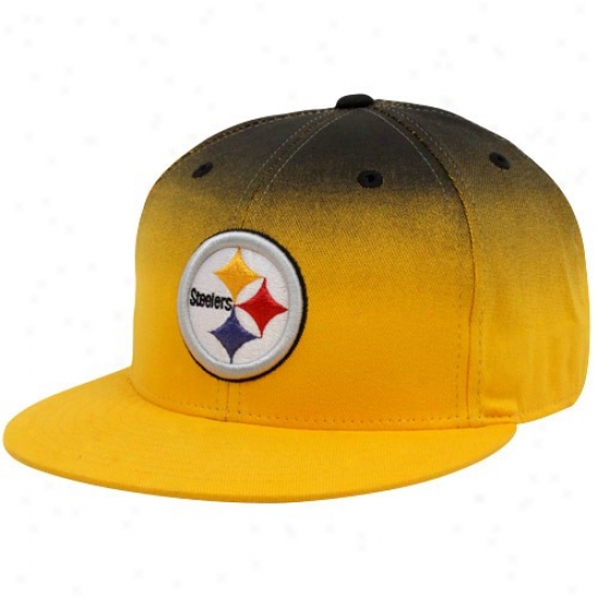 Pitt Steelers Merchhandise: Reebok Pitt Steelers Gold-black Gradiated Fitted Hat