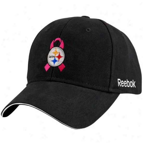 Pittsburgh Steeler Hat : Reebok Pittsburgh Steeler Black Breast Cancer Awareness Flex Fit Hat