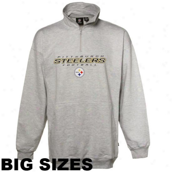 Pittsburgh Steelers Ash Team Icon Biig Sizes 1/4 Zip Fleece Jacket
