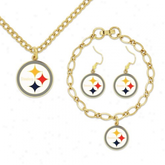 Pittsburgh Steelers Ladies Gold-tone Jewelry Gift Set