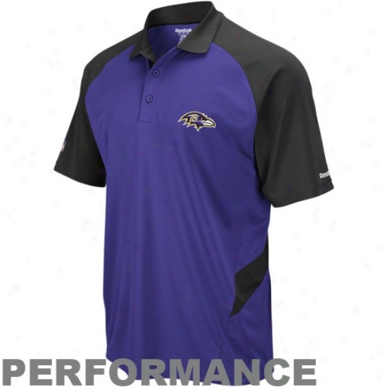 Ravens Clothing: Reebok Ravens Purple-black Sideline Statement Performance Polo