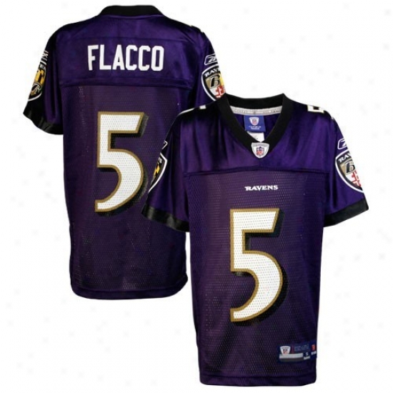 Ravens Jerseys : Reebok Nfl Equipment Ravens #5 Joe Flacco Preschool Purppe Replica Football Jerseyss