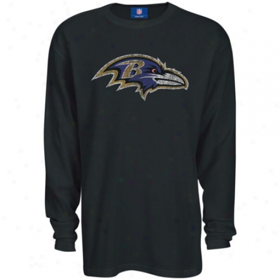 Ravens Tshirt : Reebok Ravens Black Thermal Long Sleeve Top