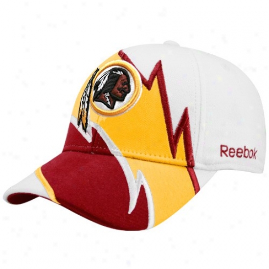 Redskin Cardinal's office : Reebok Redskin White Electric Flex Fit Hat