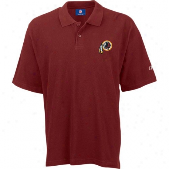 Redskins Clothes: Reebok Redskins Burgundy Team Logo Pique Polo