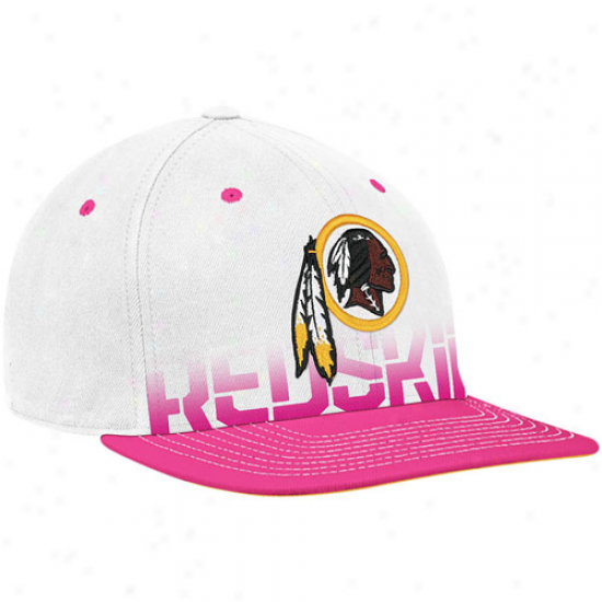 Redskins Merchandise: Reebok Redskins White-pink Breast Cancer Awareness Flat Beim Flex Hat