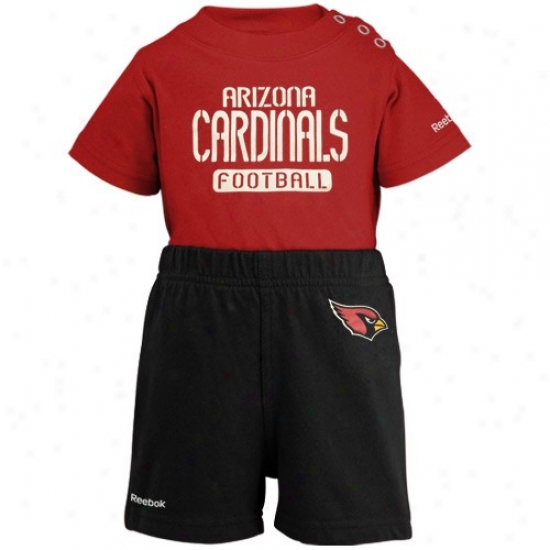 Reebok Arizona Cardinals Infant Red-black Crew Creeper & Shorts Set