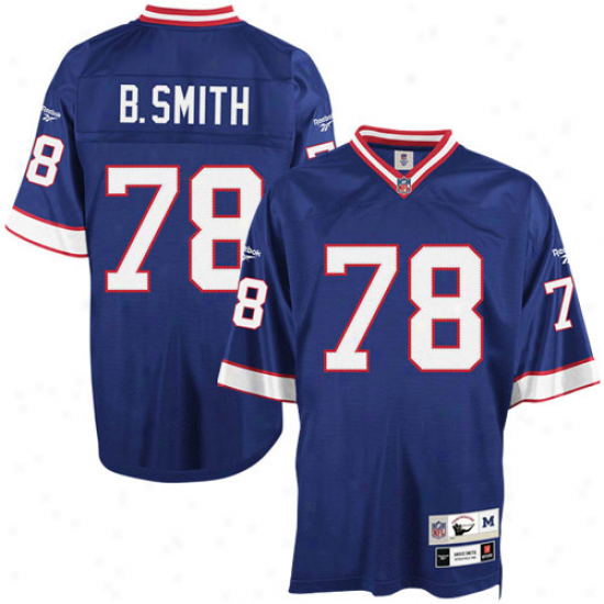 Reebok Bruce Smith Bufalo Bills Rerired Player 1990 Tackle Twill Throwback Jersey - Royal Blue