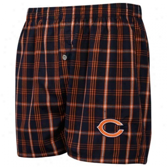 Reebok Chicago Bears Navy Blue Plaid Genuine Boxer Shorts