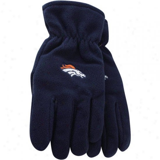 Reebok Denver Broncos Navy Blue Basic Fleece Gloves
