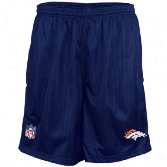 Reebok Denver Broncos Navy Blue Coaches Mesh Shorts