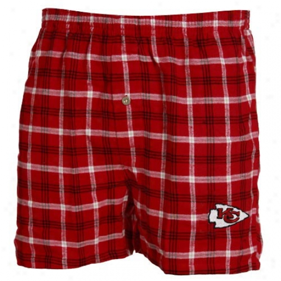 Reebok Kansas City Chiefs Red Plaid Tailgate Boxer Shorts