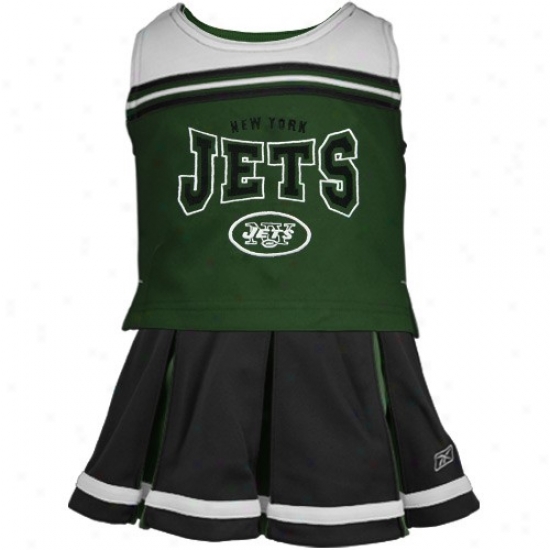 Rebok New York Jets Toddler Green-black 2-piece Cheerleader Tank Top & Skirt