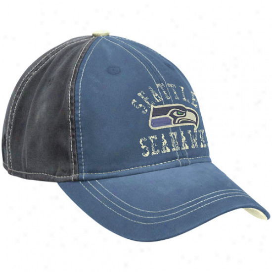 Reebok Seattle Seahawks Ladies Navy Blue-charcoal Slouch Adjustable Hat
